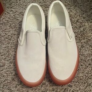 Marshmallow Slip-On Sneakers with Peach gum bottoms platform vans